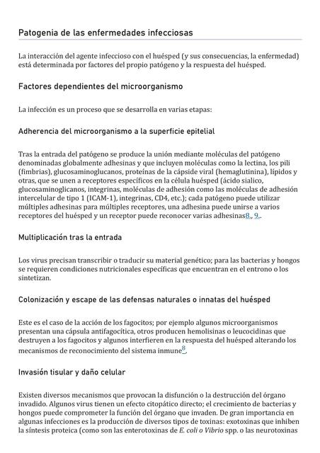 Patogenia de las enfermedades infecciosas