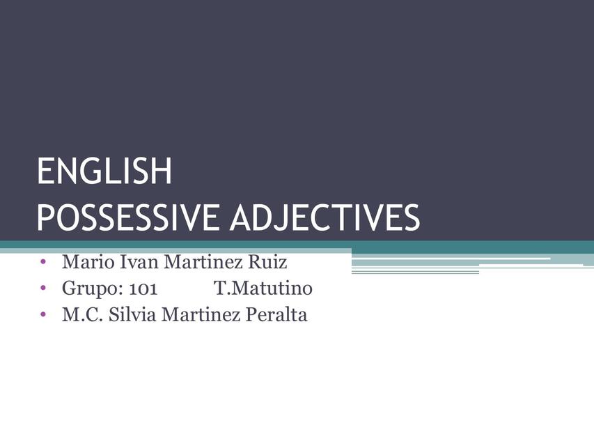 POSSESSIVE ADJECTIVES