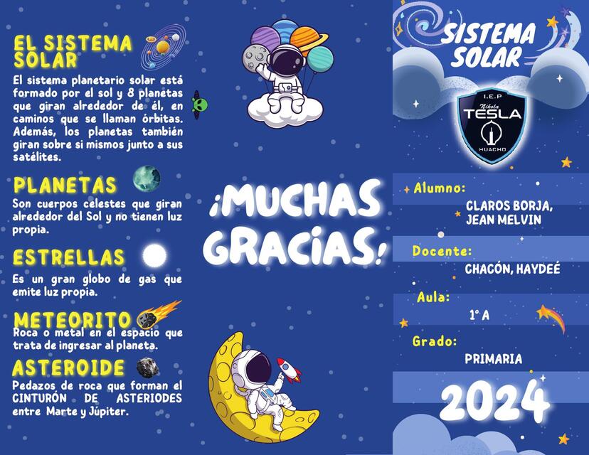 Tríptico Sistema Planetario Solar Para Primaria | Maricielo Borja | uDocz