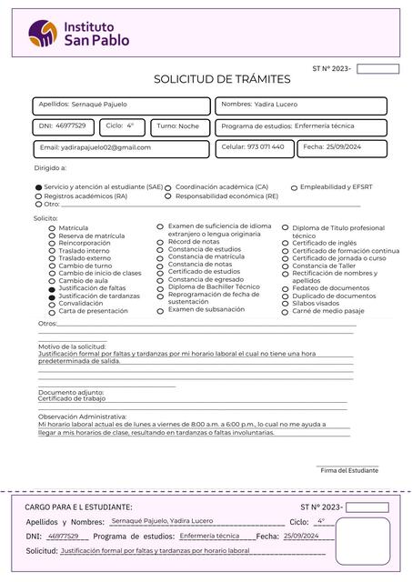 SOLICITUD DE TRÁMITES ISP pdf