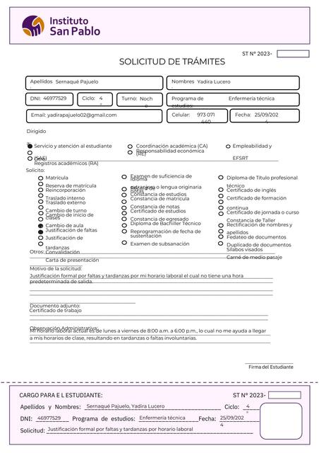 SOLICITUD DE TRÁMITES ISP pdf