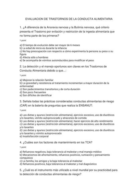 EVALUACION 1 Trastornos de la Conducta Alimentaria