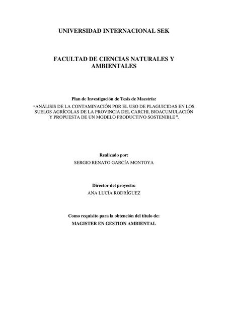 Análisis de la contaminación por el uso de plaguicidas