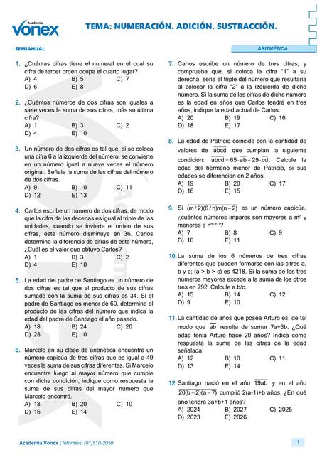 numeración semana 7