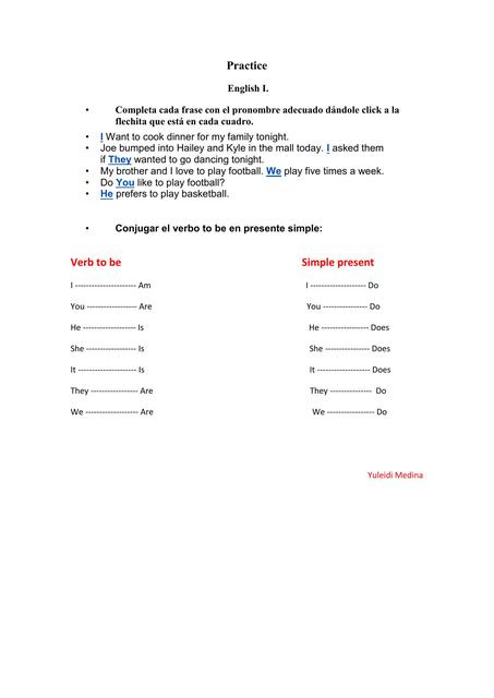 VERB TO BE AND SIMPLE PRESENT