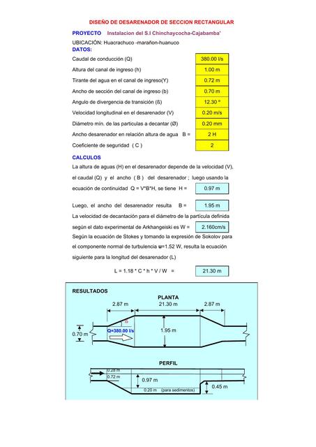 CALCULO DESARENADOR