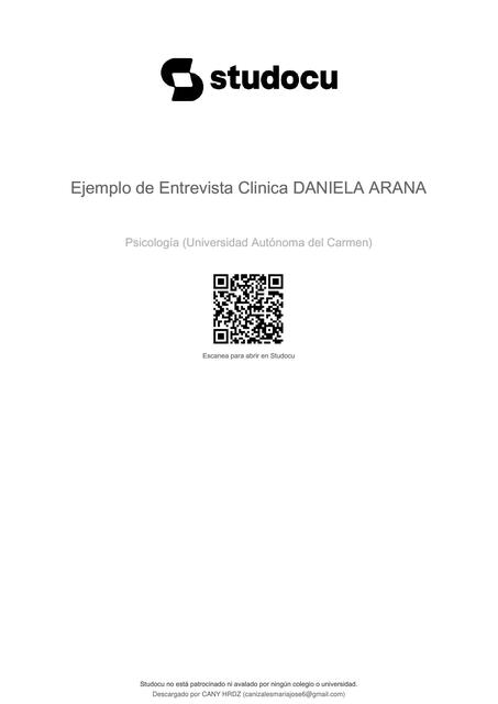 ejemplo de entrevista clinica daniela arana