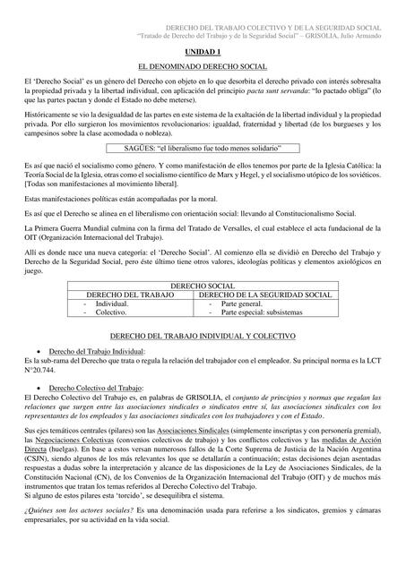 UNIDAD 1 - Derecho Laboral Colectivo y de la Seguridad Social