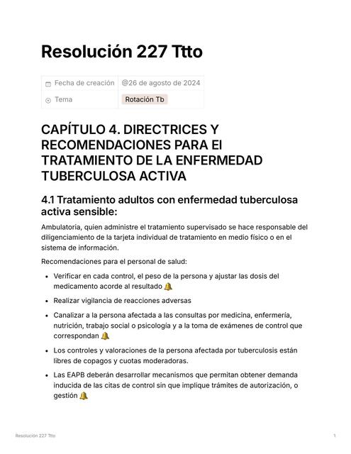 Resolución 227 Tratamiento