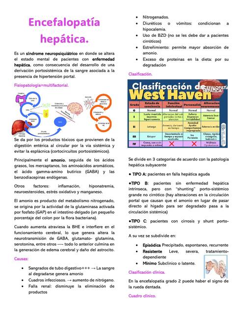 Encefalopatía hepática urgencias