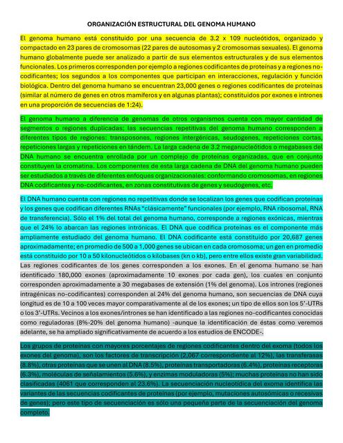 ORGANIZACIÓN ESTRUCTURAL DEL GENOMA HUMANO
