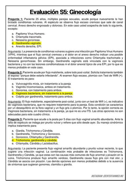 Evaluación S5 - Ginecología USMP 2024-II