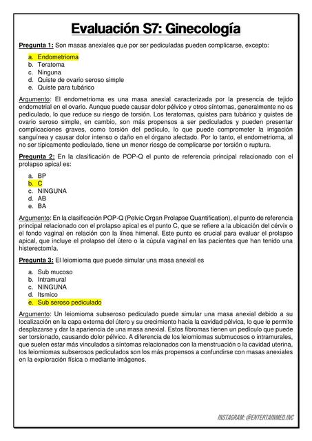 Evaluación S7 - Ginecología USMP 2024-II