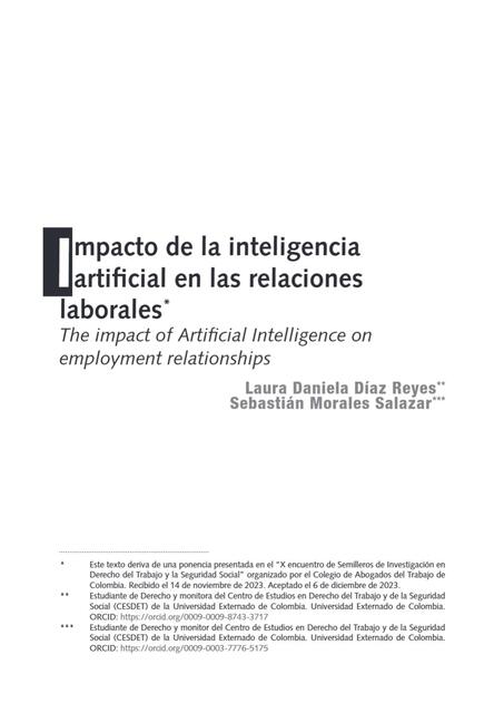 Impacto de la inteligencia artificial en las relaciones laborales