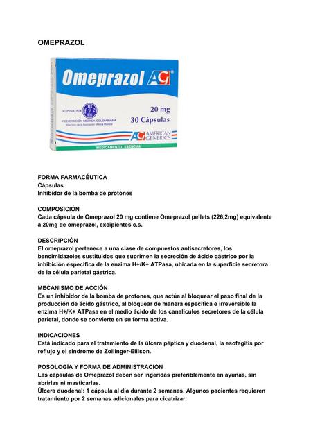 Omeprazol- Generalidades