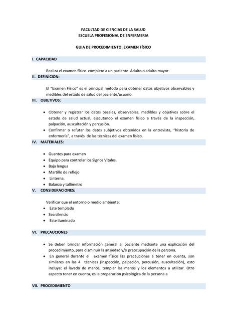 Guia de procedimientos Examen Físico