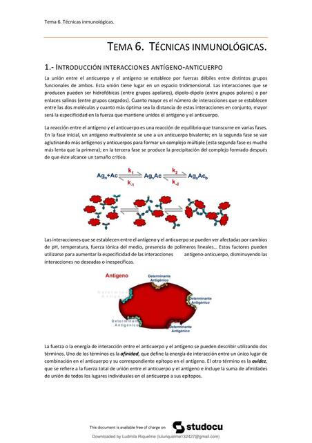 TEMA 6 TÉCNICAS INMUNOLÓGICAS