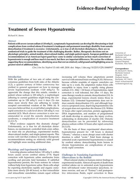 Treatment of Severe Hyponatremia | Jesús | uDocz