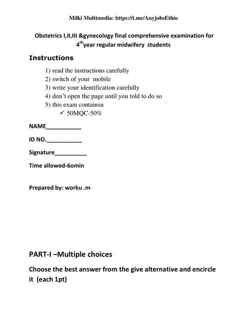 COC Exam for midwife 1