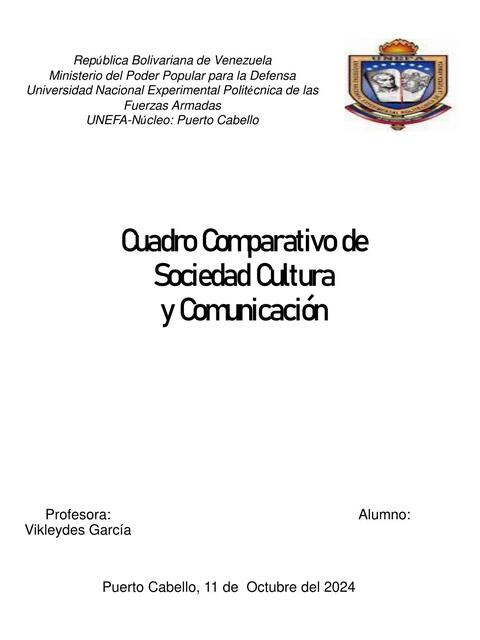 Cuadro Comparativo de Sociedad, Cultura y Comunicacion