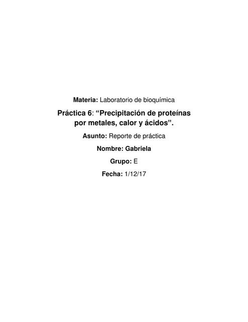 Precipitación de proteínas por metales, calor y ácidos