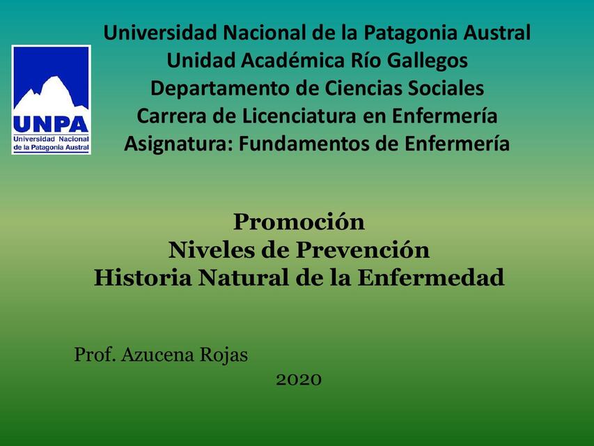 PROMOCION PREVENCION HISTORIA NATURAL DE LA ENFERM