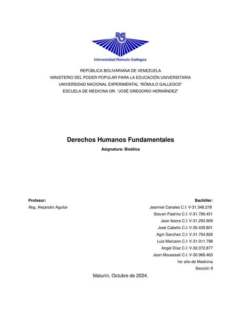 Derechos Humanos fundamentales trabajo 2 seccion 9