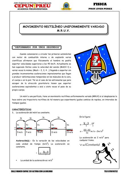 3 Movimiento Rectilíneo Uniformemente Variado MRUV