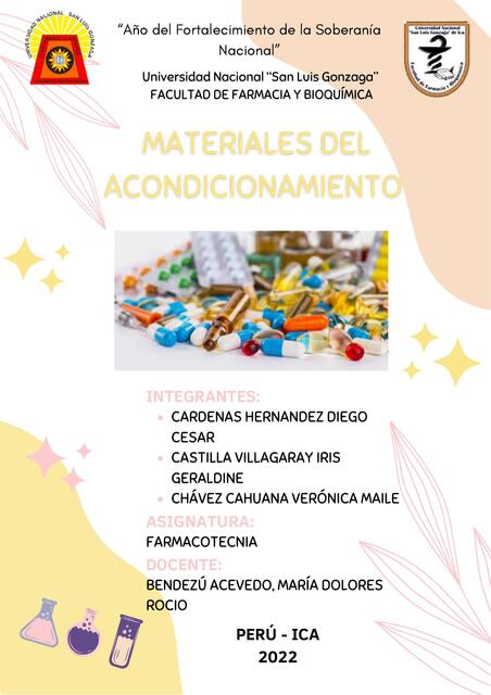 MATERIALES DEL ACONDICIONAMIENTO MAPA