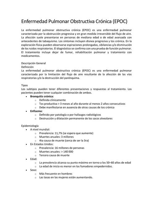 Enfermedad Pulmonar Obstructiva Crónica