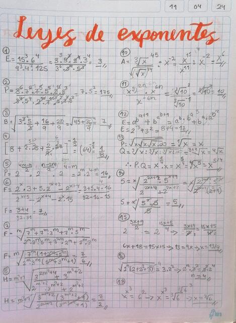 Matemática general leyes de exponentes