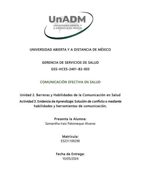 Solución de conflicto o mediante habilidades y herramientas de comunicación