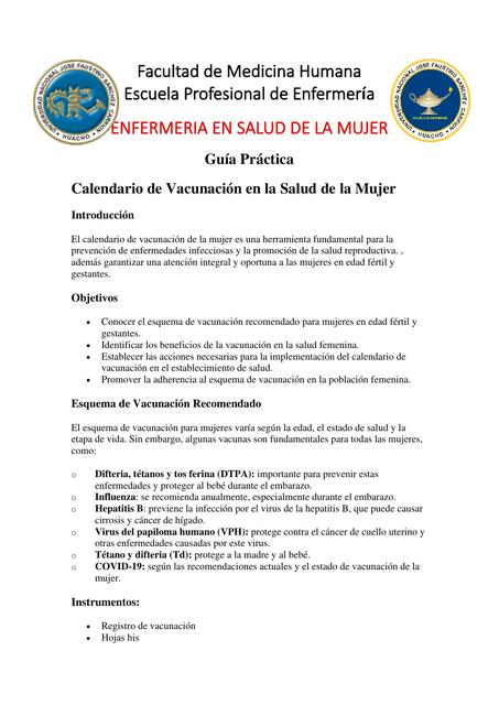 CALENDARIO DE VACUNACION