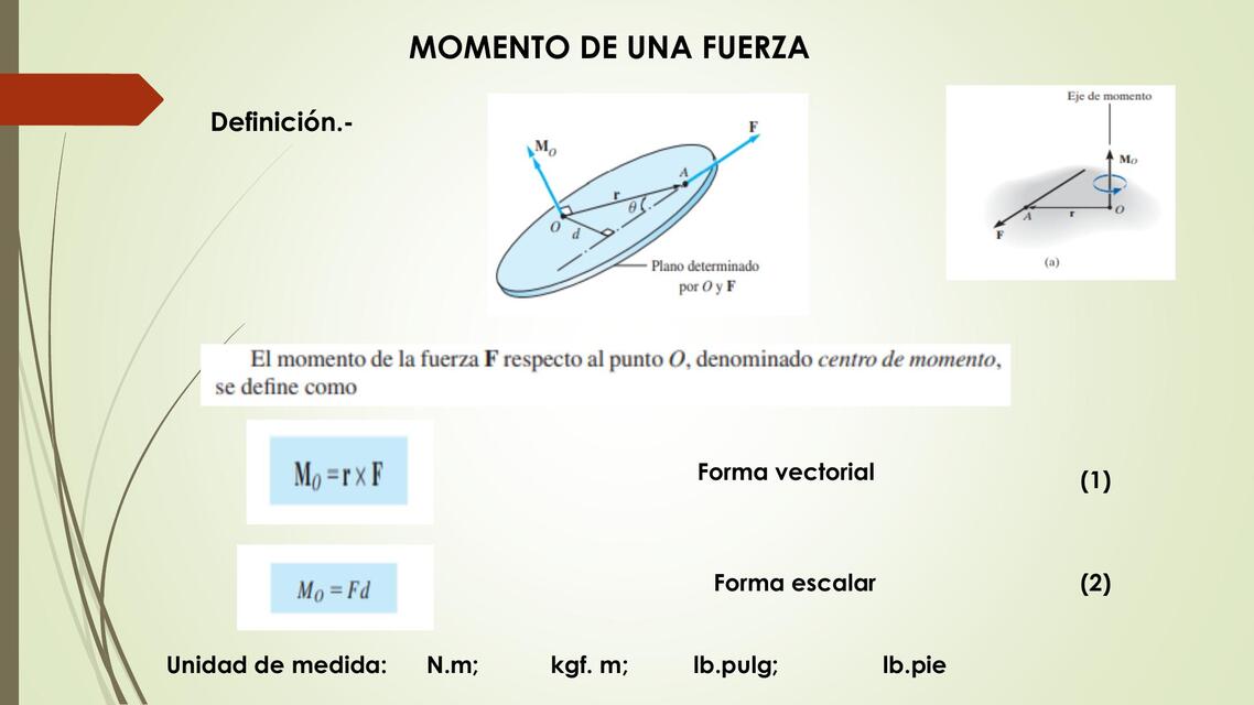 SISTEMA DE FUERZAS MOMENTO DE UNA FUERZA