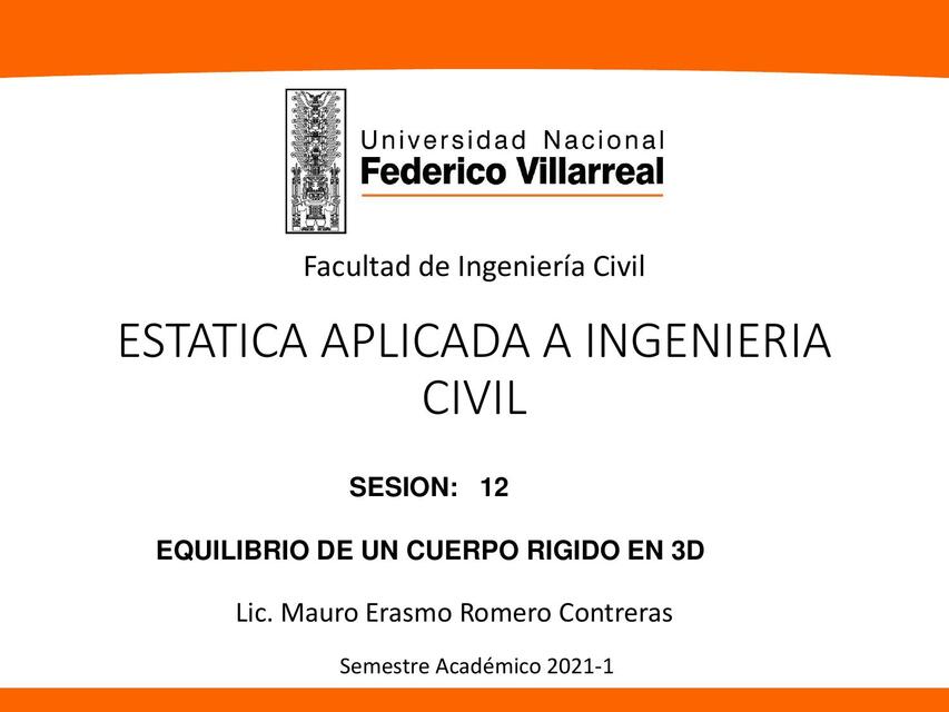 SESION 12 ESTATICA APLICADA A LA ING CIVIL 1