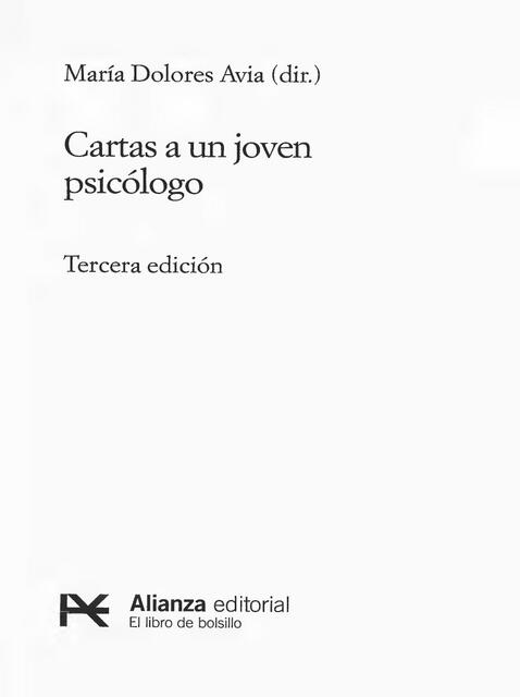 Cartas A Un Joven Psicologo Avia Maria Dolores