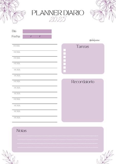 Planner Diario 2025 Violet