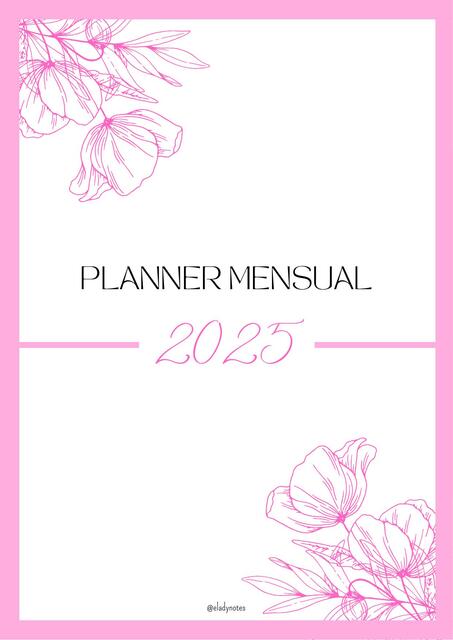 Planner Mensual 2025 Pink