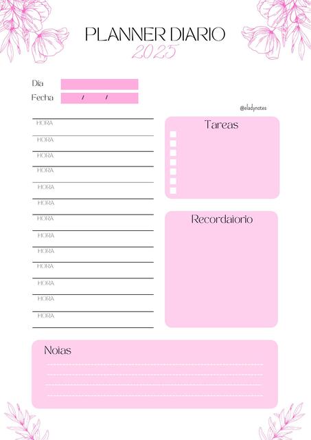 Planner Diario 2025 Pink