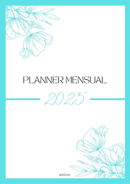 Planner Mensual 2025 Turquoise