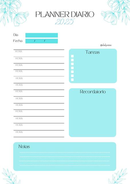 Planner Diario 2025 Turquoise