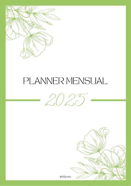 Planner Mensual 2025 Green