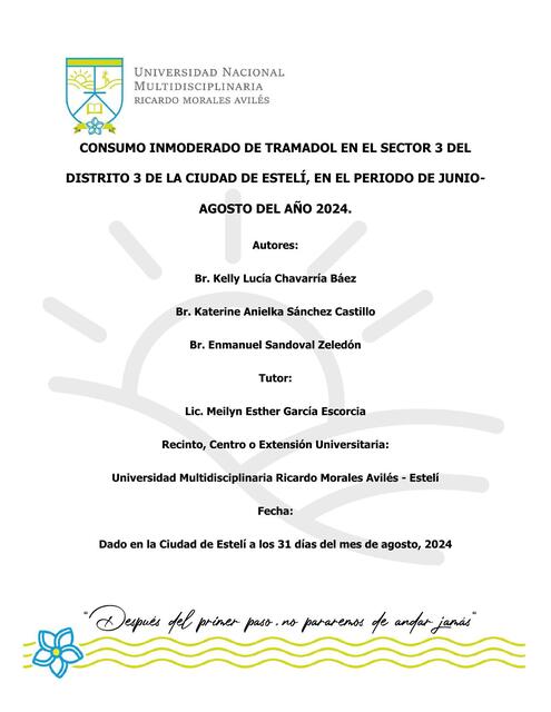 PROYECTO DE GRADUACIÓN: TRAMADOL (CONSUMO INMODERADO EN NICARAGUA 2024)