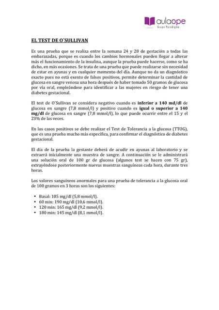 EL TEST DE O SULLIVAN | Sol TaGa | uDocz