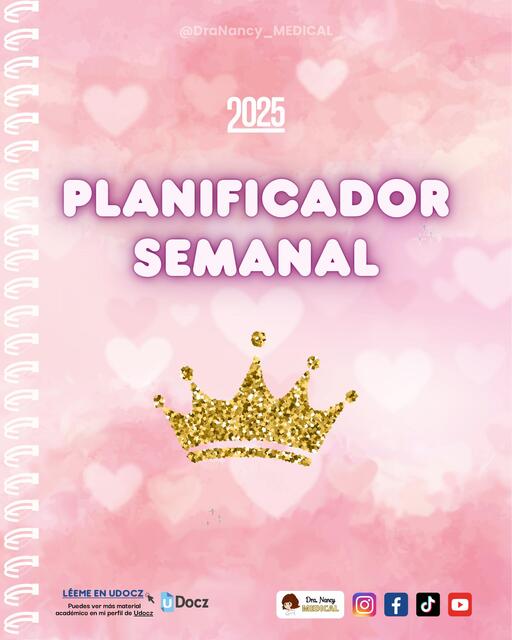 Planner semanal 2025 Princesa DraNancy MEDICAL