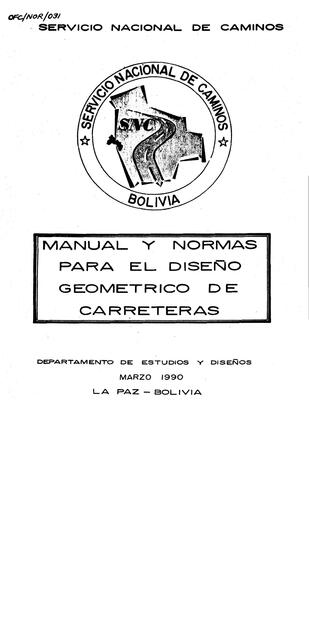 Manual y Normas Para Diseño Geométrico de Carreteras SNC BOLIVIA