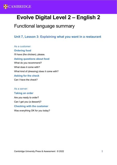 Unit 7 E2 Functional language | Edgard | uDocz