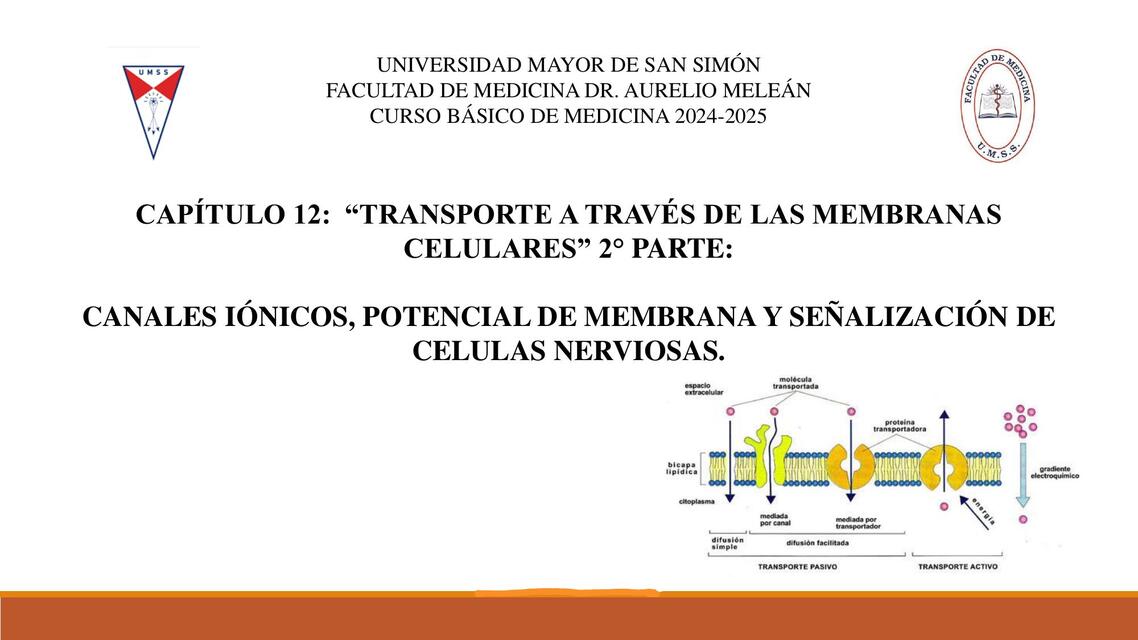 CAPITULO 12 TRANSPORTE DE MEMBRANA- PARTE 2-PROPE-UMSS- BIOLOGIA CELULAR