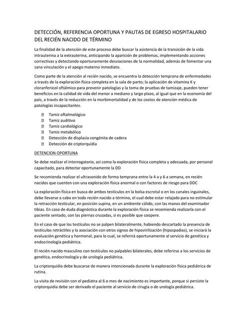 DETECCIÓN REFERENCIA OPORTUNA Y PAUTAS DE EGRESO H