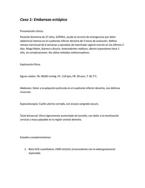 Caso clínico ginecología y obstetricia